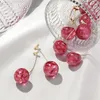 Dangle Earrings 2024 Summer Cute Fruit Japan Chic Cherry Long Drop Earring Party Jewelry Gift Accessories