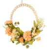 Decoratieve Bloemen Faux Houten Kraal Garland Hanger Deur Hangende Decor Plant Versieren Vintage Teken Boerderij Zijden Doek Krans Voor Muur