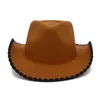 Boinas Dobladillo Personalidad Jazz Sombrero de copa para hombres y mujeres Otoño Invierno Tweed Vintage Fedora Moda Western Cowboy