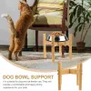 Support de bol d'alimentation pour chien, Support pour animaux de compagnie, mangeoire pour chat, conteneur de nourriture, fourniture en bambou détachable en pot