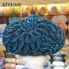 Xiyuan Women RedpinkBluegoldsilver Hollow Out Flower Birthday Party Crystal Evening Bag Clutch Purse Minaudiere Handväskor 240223