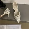 Klädskor kvinnor bling höga klackar sommar sexig ny designer kvinna spetsiga tå sandaler eleganta pumpar zapatos mujerh24229