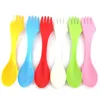 3 In 1 Plastic Flatware Spoon Fork Knife Cutlery Sets Camping Utensils Spork Dinnerware Sets Plastic Travel Gadget Flatware Tool