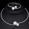 Necklace Earrings Set 2pcs/set Classy Pearl Open Choker And Bracelet Wild For Graduation H9ED