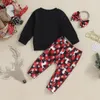 Kleidungssets 2024-10-06 Lioraitiin 0-3 Jahre geborenes Baby Mädchen Weihnachtskleidungsset Hirschdruck Langarm Sweatshirt Hose Kleinkind Outfit