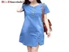 Boodinerinle Korean Plus Size Denim dress for women summer dress withボタンポケットセクシーなミニジーンズドレス3xl y2003267607041