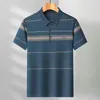 Men's Polos Summer Fashionable Striped Print Polo T Shirt For Men Business Office Casual All-match Short Sleeve Pockets Tops Male Clothes