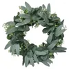 Decorative Flowers KX4B 17'' Eucalyptus Wreath For Front Door Artificial Plants Background Wall