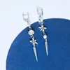 Brincos pendurados geométricos longos para mulheres, borla, retrô, pendurado, zircônia, piercing personalizado, acessórios femininos, joias