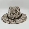 Berretti Fedora in pelle di serpente Cappello da donna da uomo a tesa larga 7,5 cm Panama Western Cowboy Winter Jazz Sombrero Hombre