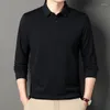 Men's Polos 2024 Spring And Autumn Polo Collar Jacquard Long Sleeve Shirt Middle Age Business Casual Bottom