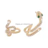 Stud Créatif Cristal Serpent Boucles D'oreilles Goujons Femelle Trois-Nsional Animal Oreille Clip Or Boucle D'oreille Fl Diamant Ensemble Lady Bijoux Accessoires Dhzib