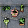 Personlig design, svart katt och grön växtformlegeringsmärke mångsidiga tillbehör, tröja jacka, tecknad pin gåva