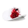 Boinas 652F Mujeres Vintage Sombrero de ala ancha Vaquera Flor Plumas Fedora Party Prop