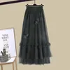 Sukienki robocze damski garnitur 2024 wiosna/lato moda z krótkim rękawem top o pół midi spódnica dwuczęściowa koreańska elegancka set