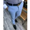 Calças 2023 azul masculino casual fino ajuste terno calças de rua moda praia calças feitas sob medida trajes de hombre de vestir