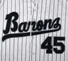 BG Baseball Jersey BIRMINGHAM BARONS 45 Jerseys Couture Broderie Sports Plein Air Hip Hop Noir Blanc Gris Haute Qualité 240228