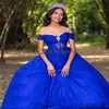 Güzel kraliyet mavisi quinceanera elbiseler 2024 kapalı omuzlar korse prenses vestidos de xv anos doğum günü tatlı 15 parti balo elbisesi vestidos para 15 quinceanera