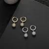Boucles d'oreilles pendantes minimalistes géométriques pavées de zircone cubique, petite boule pour hommes et femmes, bijoux de fête à la mode, cadeaux