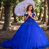 Güzel kraliyet mavisi quinceanera elbiseler 2024 kapalı omuzlar korse prenses vestidos de xv anos doğum günü tatlı 15 parti balo elbisesi vestidos para 15 quinceanera