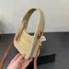 Raffia Stro Crescent Moon Tas Zomer Leuke Mini Strandtassen Vrouwen Handvat Tote Trendy Schoudertassen Cross Body Purse 240229