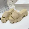 Plataforma de verano para mujer, zapatillas de diseñador de suela gruesa, punta abierta, gran oferta, nuevas llegadas, damas trenzadas, afuera, para caminar, planas con vacaciones, zapatillas de playa para mujer