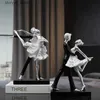 Inne wystrój domu Northeuins żywica Nordic Light Luksus Dance Girl Art Art Ballet Podwójny posąg domu domowa sypialnia komputer Dekoracja akcesoria Q240229