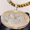 Buss Down glacé entièrement VVS Moissanite diamant hommes Sterling grand argent personnalisé Hip Hop pendentif