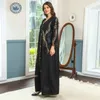 Vêtements ethniques Eid Mubarak Djellaba Maroc Kaftan Ramadan Paillettes Robes de soirée Femmes Musulman Abaya Dubaï Turquie Robe de fête Jalabiya