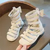 Sandalen Designer LDREN Mädchen Bogen Zurück Reißverschluss Rom Schuhe Hohe Gladiator Sandale Sommer Kinder Prinzessin Schuhe StiefelH24229