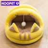 Mats HOOPET Deep Sleep Cat Bed Warm Pet Basket Cozy Kitten House Lounger Cushion Cat Tent House Soft Small Dog Mat Bag Cave Cats Bed