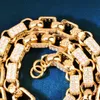 Olá hip-hop caixa de cor dourada link colar masculino gelado zircônia cúbica corrente cubana moda hip hop punk jóias para presente 14mm