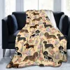 Uppsättningar Dachshund Sausage Dogs Pink Flowers Kasta filt Flanell Plush Soft Warm Bed Soffa Filtar för Super Bedstrasbread Bedding Presents