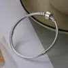 Wostu 925 Sterling Silver Armband Barrel Snap Clasp Cubic Zirconia Bangle Armband Chain Armband Charm Size 17 21 240219