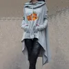 Kvinnors hoodies Jul Fall Witch Trial Print Fall/Winter Sweatshirt Lång ärm Huvhuven Halloween Pumpkin Hoodie