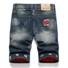 Jeans Herren Flip Denim Shorts getragener Loch Patch Vintage Young Design Fashion ruiniert Plus Size Summer Hosen 240227