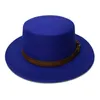 Bérets LUCKYLIANJI Rétro Kid Vintage Laine Large Bord Cap Pork Pie Porkpie Bowler Chapeau Café Bande De Cuir (54 cm / Ajusté)