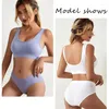 Bh Sets Vrouwen Sexy Bh Set U-vorm Naadloze Crop Top Vrouwelijke Fitness Lingerie Brasserie Dunne Panty Kit Lage Wasit Zacht ondergoed