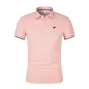 Polos masculinos marca amor bordado camisa polo moda luxo manga longa camiseta high-end lazer esportes lapela curto