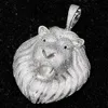 Luxury Hip Hop Jewelry 925 Sterling Silver Micro Paled VVS Moissanite Diamond Iced Out Lion Head Pendant med kubansk länkkedja