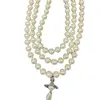 Designer Neckalce Viviennr Westwoods Tre-Layer Pearl Water Droplet Halsband är en trendig tredimensionell Saturnus benben som är populär