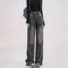 Kadınlar Kot Koreli İncelemeler Birçok Giysi Y2K 2000S Denim Düz Bacak Kadın Yüksek Bel Street Giyim Kadın Giyim Pantolon Moda