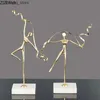 Outras Decoração de Casa Figuras de Latão Estátua Fita Ginasta Mármore Base de Mesa Decoração Ballet Dancer Abstrato Personagem Escultura Estatueta de Metal Q240229