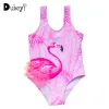 Stroje kąpielowe nowe różowe stroje kąpielowe Flamingo dla dzieci dziewczęta w wieku od 1 do 6 lat dzieci pływanie