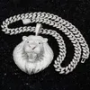 Luxury Hip Hop Jewelry 925 Sterling Silver Micro Paled VVS Moissanite Diamond Iced Out Lion Head Pendant med kubansk länkkedja