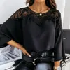 Gehaakte Borduren Kanten Blouses Dames Herfst Sexy Kant Stiksels Witte Shirts Vintage Elegante Dames Tops Blusas 12459 240219