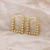 Kolczyki obręcze modne koraliki geometryczne dla kobiet złoto kolor 316L biżuteria ze stali nierdzewnej Prezenty urodzinowe