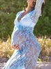 Kleider Spitze Schwangerschaftskleid für Fotoshooting Umstandsfotografie Sexy V-Ausschnitt Maxikleid Kleider Übergröße Schwangere Frauen Babyparty