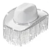 Berets 3pieces Cowboy Hat&Heart Sunglasses Kerchief Set For Woman Wedding Hat Western Elegant Dress Accessories