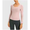 Lu Yoga Align Train Sostitutes Wunder Manica lunga da corsa T Camicia di supporto per la schiena Limone LL Jogger Lu Yoga-08 2024